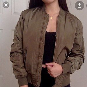 BP Olive Oversized Bomber Jacket